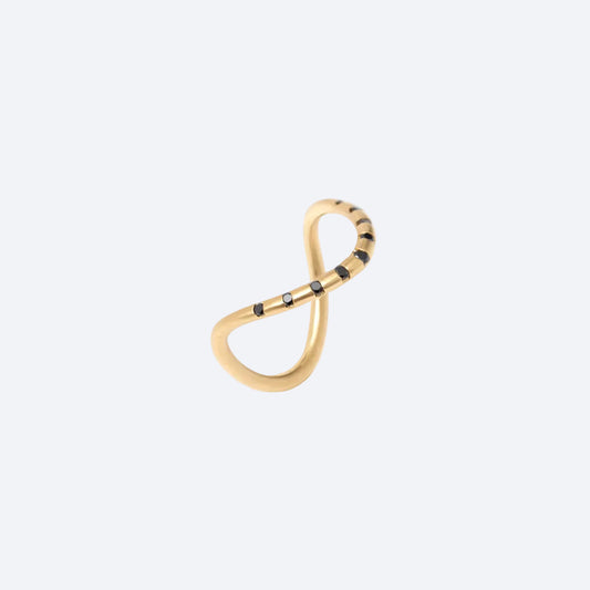 Anel Dobra Brilhante Negro 18k