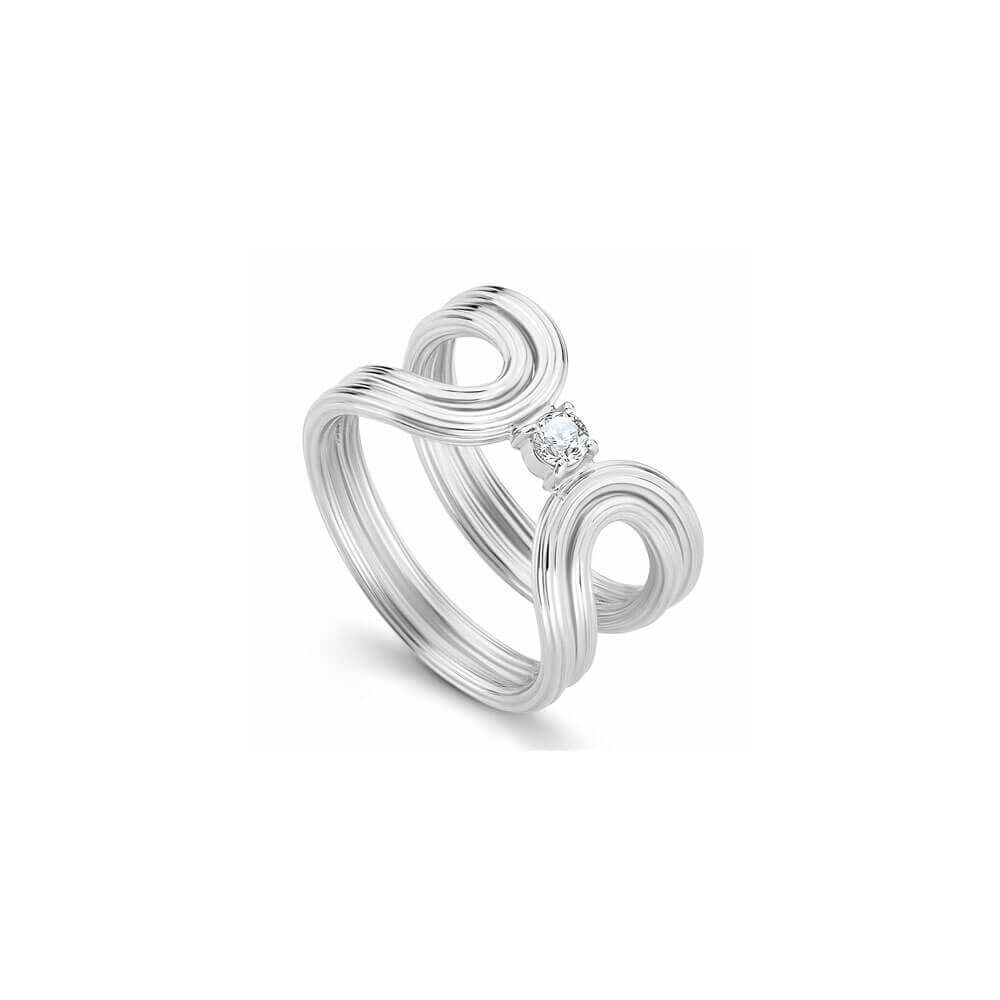 Anel Wave com Brilhante 18k