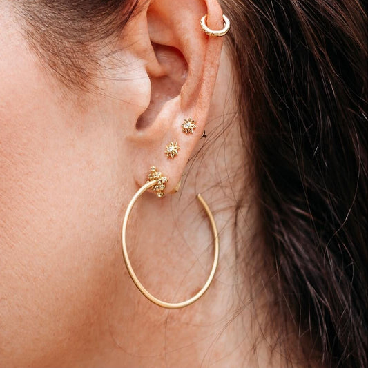Brinco Argola Fio Losango Brilhante 18k