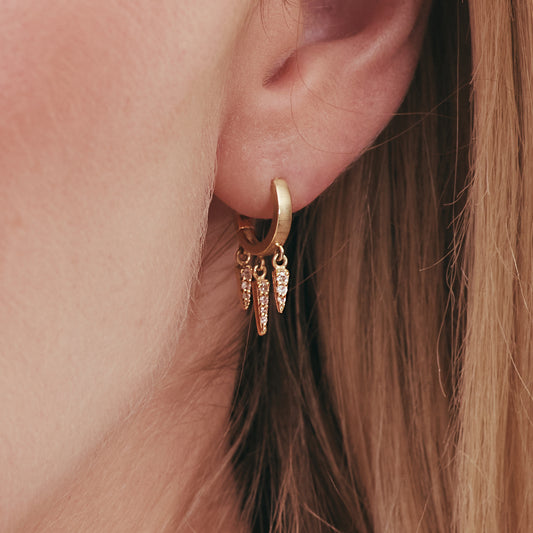 Brinco Argola Spikes com Brilhantes 18k