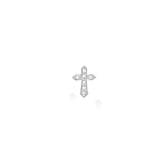 Brinco Piercing Cruz Pavê 18k