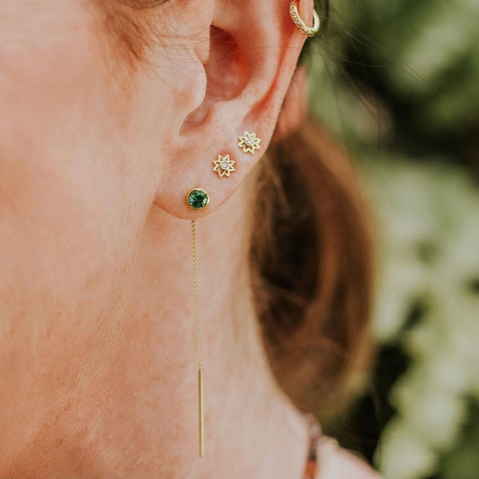 Brinco Piercing Estrela Raiada Mini 18k