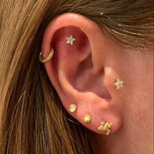 Brinco Piercing Maçã 18k