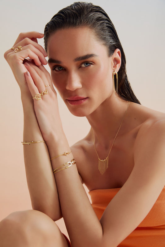 Brinco Wave Corrente Longo 18k