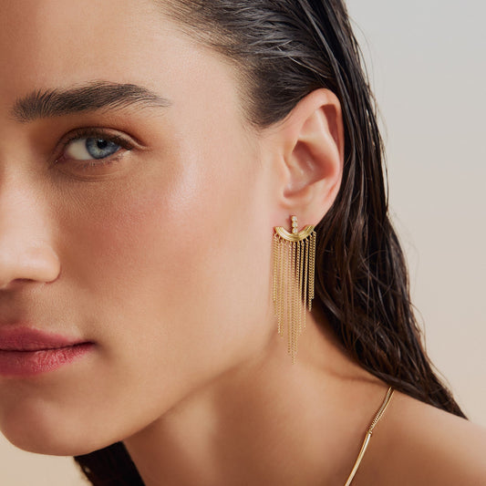 Brinco Wave Franja 18k