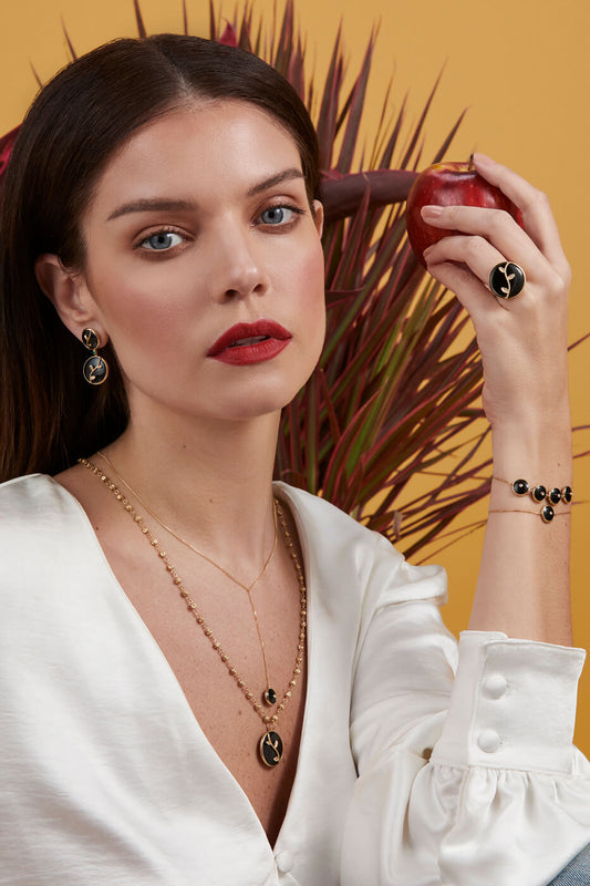 Colar Fio Ônix com Brilhante 18k