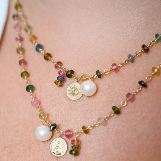 Colar Olho Grego Turmalinas 18k