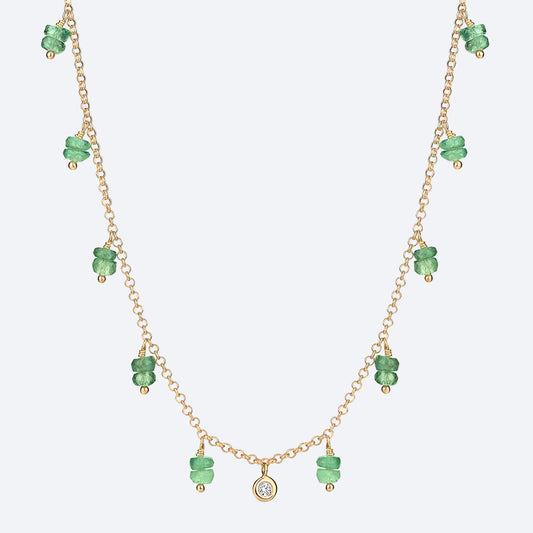 Colar Mini Hanging Esmeralda 18k