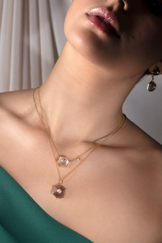 Pingente Hex Cristal 18k