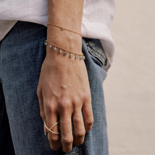 Pulseira Dupla Água Marinha 18k