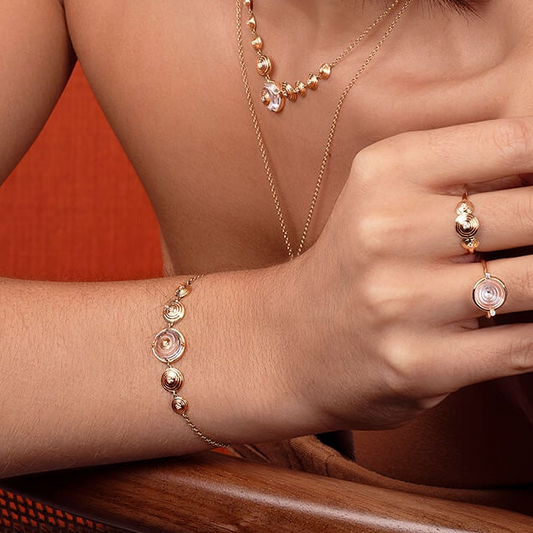 Pulseira Ciclos Pedra Cristal 18k