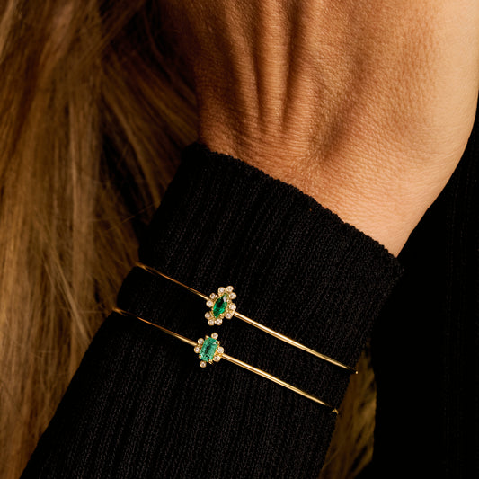 Pulseira Esmeralda Baguete com Brilhantes 18k