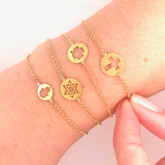 Pulseira Fé - Estrela de David 18k