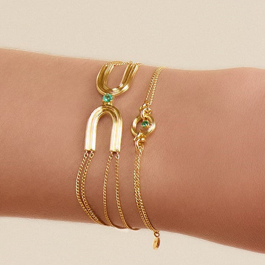Pulseira Wave com Esmeralda 18k