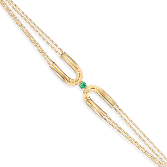 Pulseira Wave com Esmeralda 18k