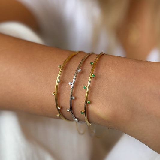 Bracelete Flow com Esmeraldas 18k