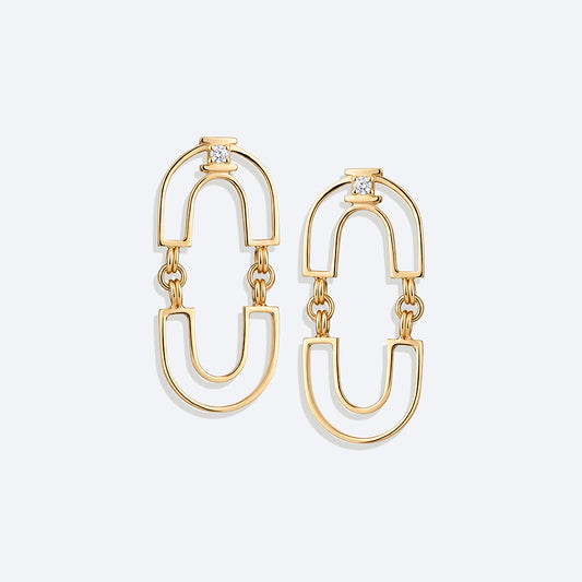 Brinco Elo Arc Duplo Mini 18k
