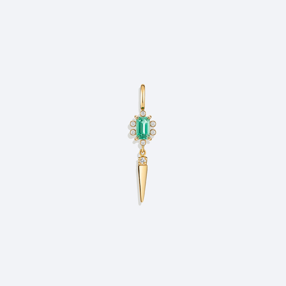 Pingente Esmeralda Baguete com Spike 18k