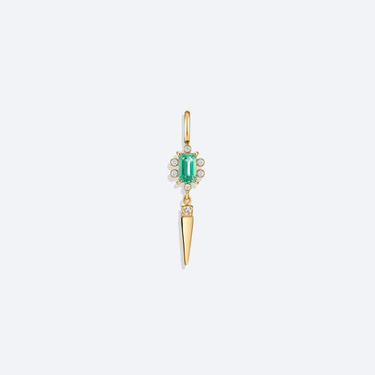 Pingente Esmeralda Baguete com Spike 18k