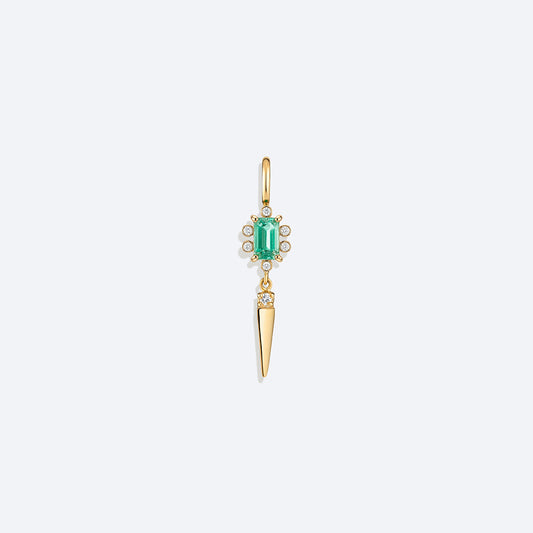 Pingente Esmeralda Baguete com Spike 18k