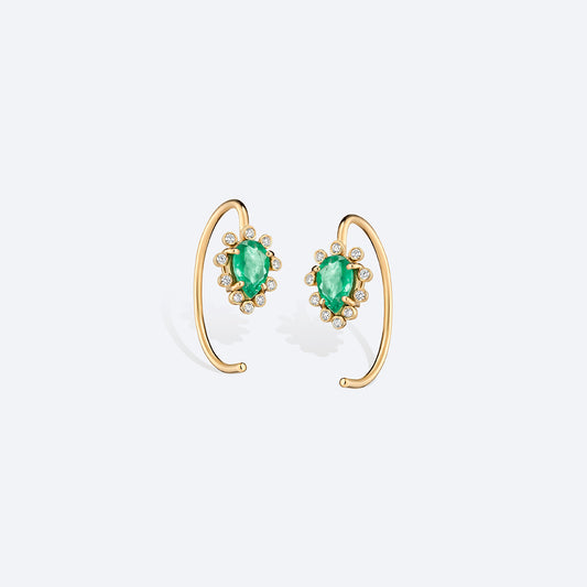 Brinco Gancho Esmeralda 18k