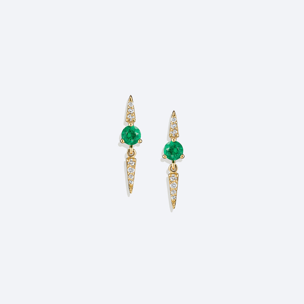 Brinco Esmeralda Spike Duplo 18k