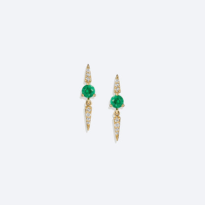 Brinco Esmeralda Spike Duplo 18k