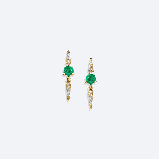 Brinco Esmeralda Spike Duplo 18k