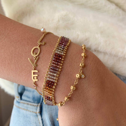 Pulseira Ajustável Bolinhas Amassadas 18k