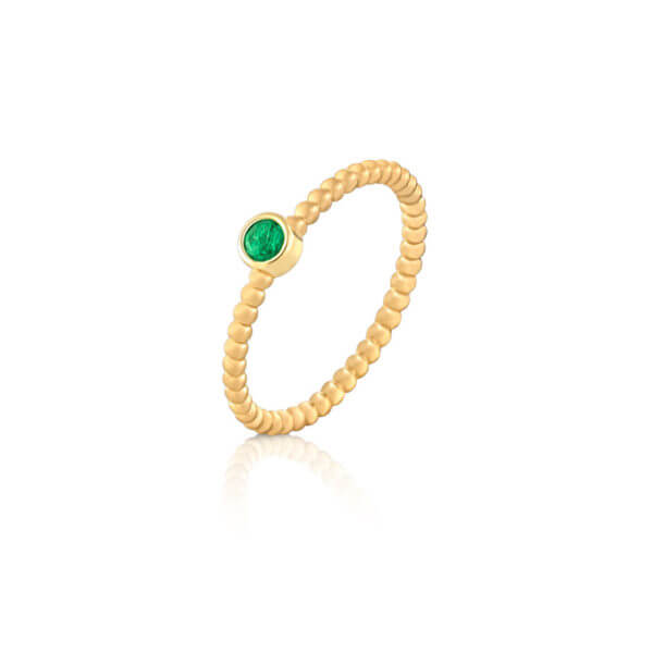 Aliança Bolinha Esmeralda 18k