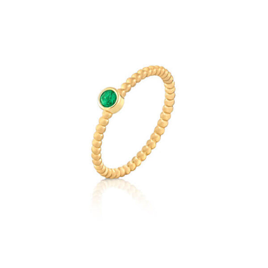 Aliança Bolinha Esmeralda 18k
