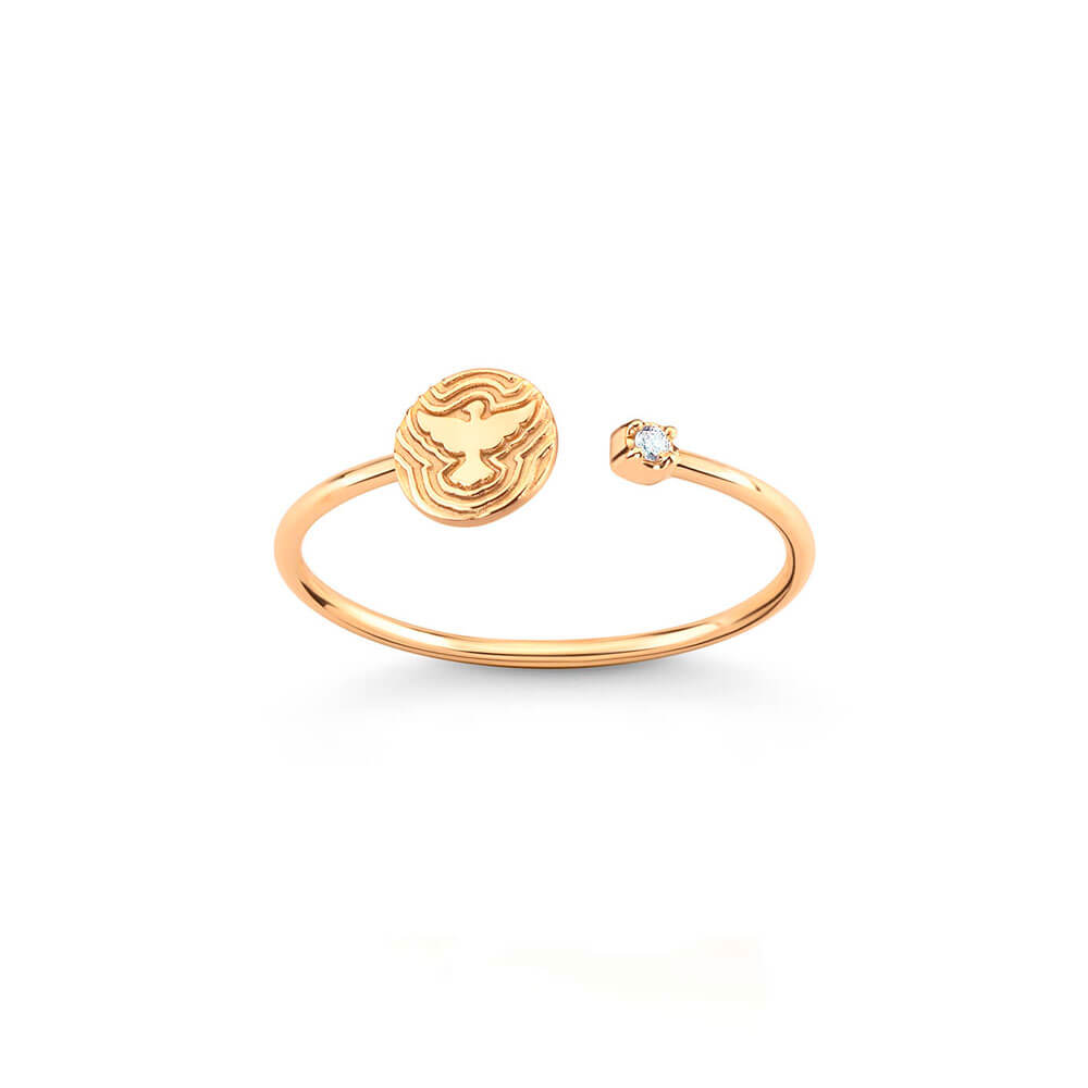 Aliança Espírito Santo com brilhante 18k