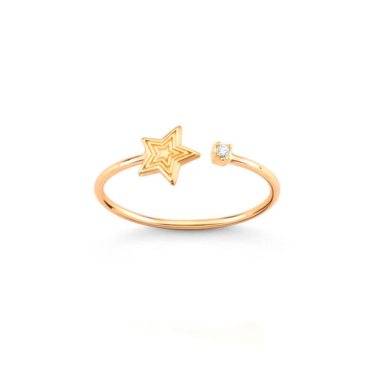 Aliança Estrela Raiada com brilhante 18k