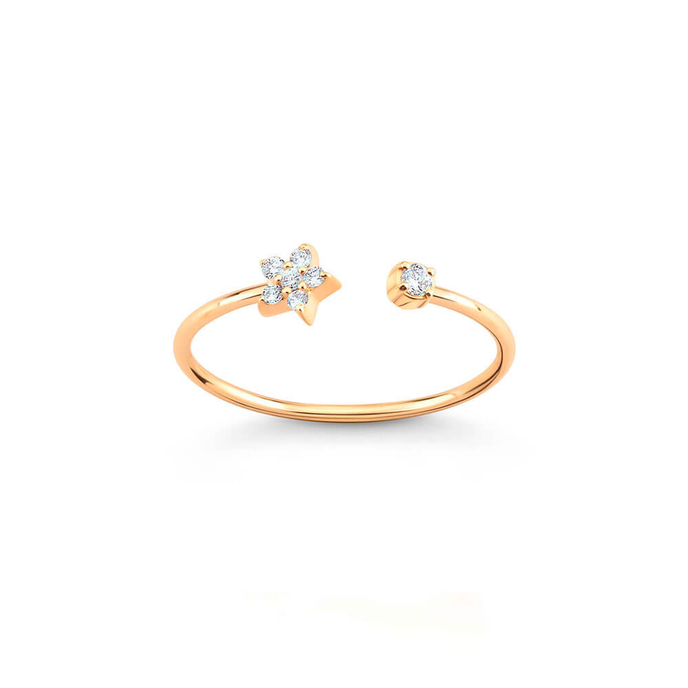 Aliança Flor Pavê com brilhante 18k