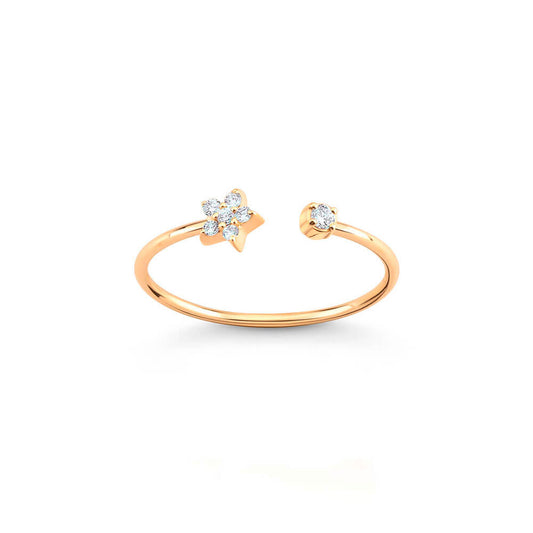 Aliança Flor Pavê com brilhante 18k
