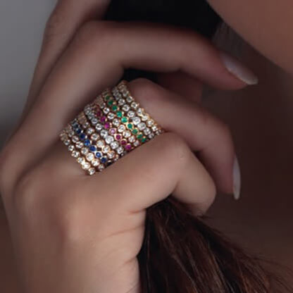 Aliança Glow Pedras Preciosas 18k