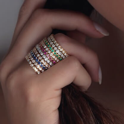 Aliança Glow Pedras Preciosas 18k