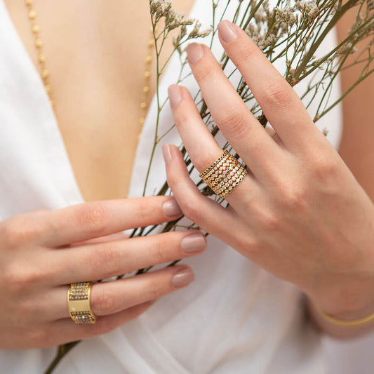 Aliança Glow Zig Zag Brilhantes 18k