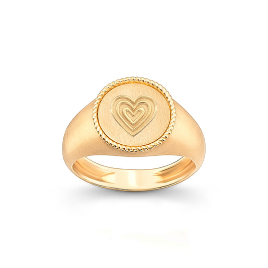 Anel Imprint Redondo Pink Ring Coração Raiado 18k