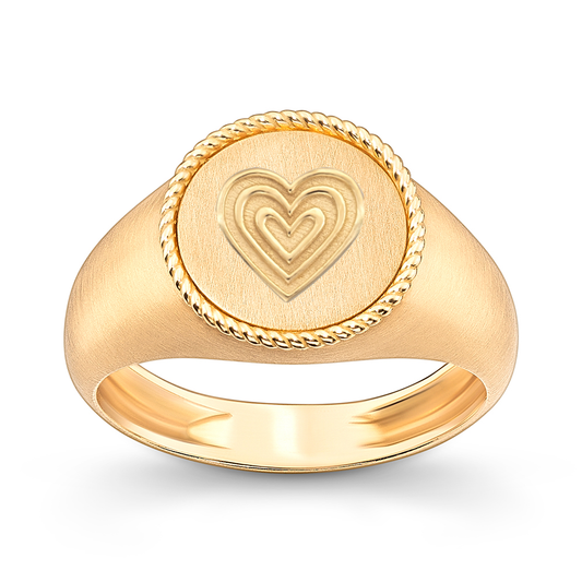Anel Imprint Redondo Pink Ring Coração Raiado 18k
