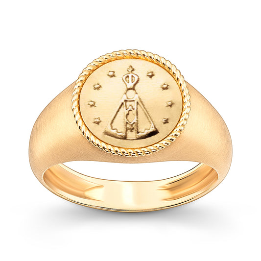 Anel Imprint Redondo Pink Ring Nossa Senhora 18k