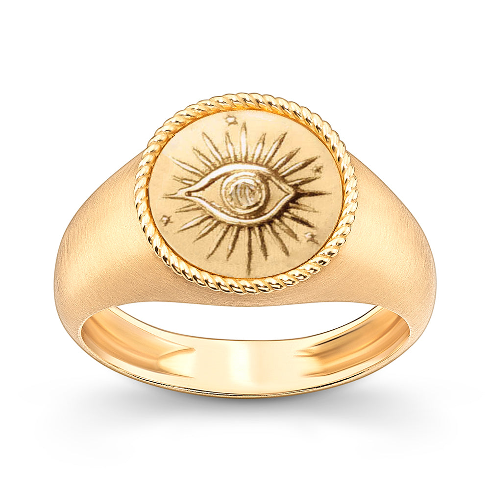 Anel Imprint Redondo Pink Ring Olho Raiado 18k