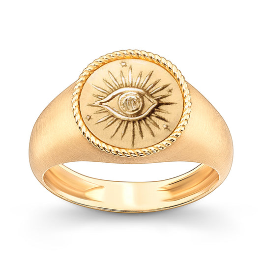 Anel Imprint Redondo Pink Ring Olho Raiado 18k