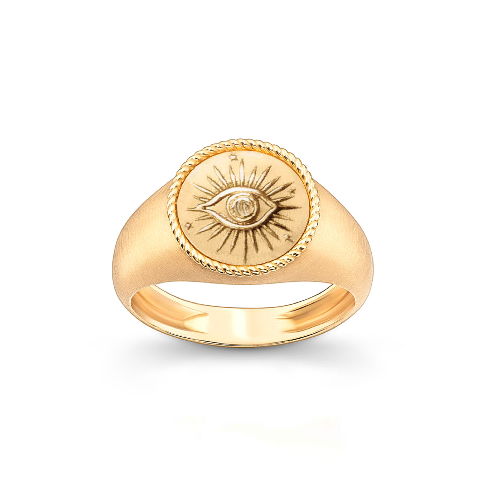Anel Imprint Redondo Pink Ring Olho Raiado 18k