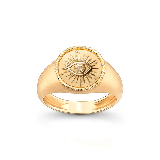 Anel Imprint Redondo Pink Ring Olho Raiado 18k