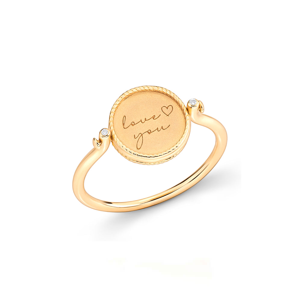 Anel Imprint Giratório Redondo 18k