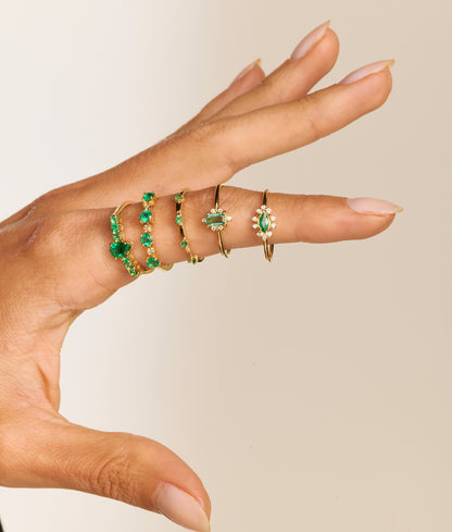Anel Esmeraldas 18k