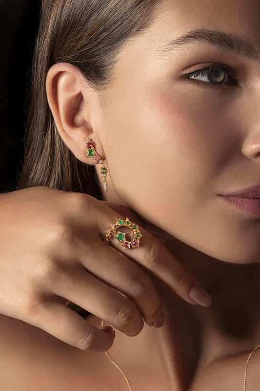 Anel Antares Safiras Coloridas 18k