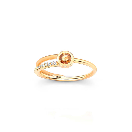 Anel Candy Color Aro Duplo Safira Laranja 18k