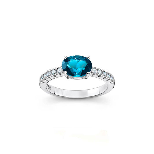 Anel Candy Color Turmalina Oval Azul 18k
